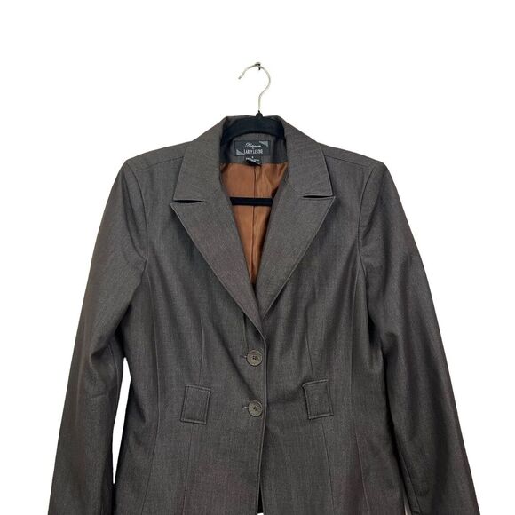 Platinum by Larry Levine Blazer Two Button‎ Vented Lined Brown Women Size 6 - Picture 2 of 5